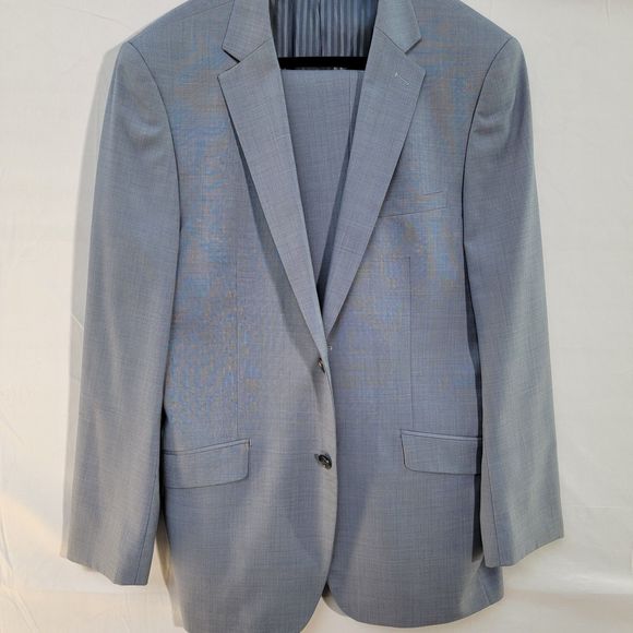 2 Piece Bachrach Super 120's Wool Blend Modern Fit Suit Jacket 40R Pants 36R